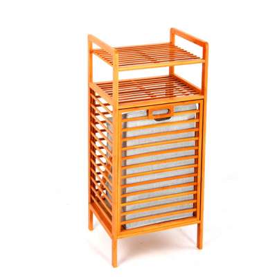 Competitive Price Larger Capacity Bamboo Laundry Basket with 2-tier Shelf