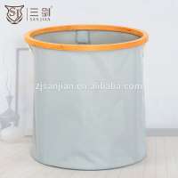 Customized Round Non-woven Fabric Folding Bamboo Laundry Basket